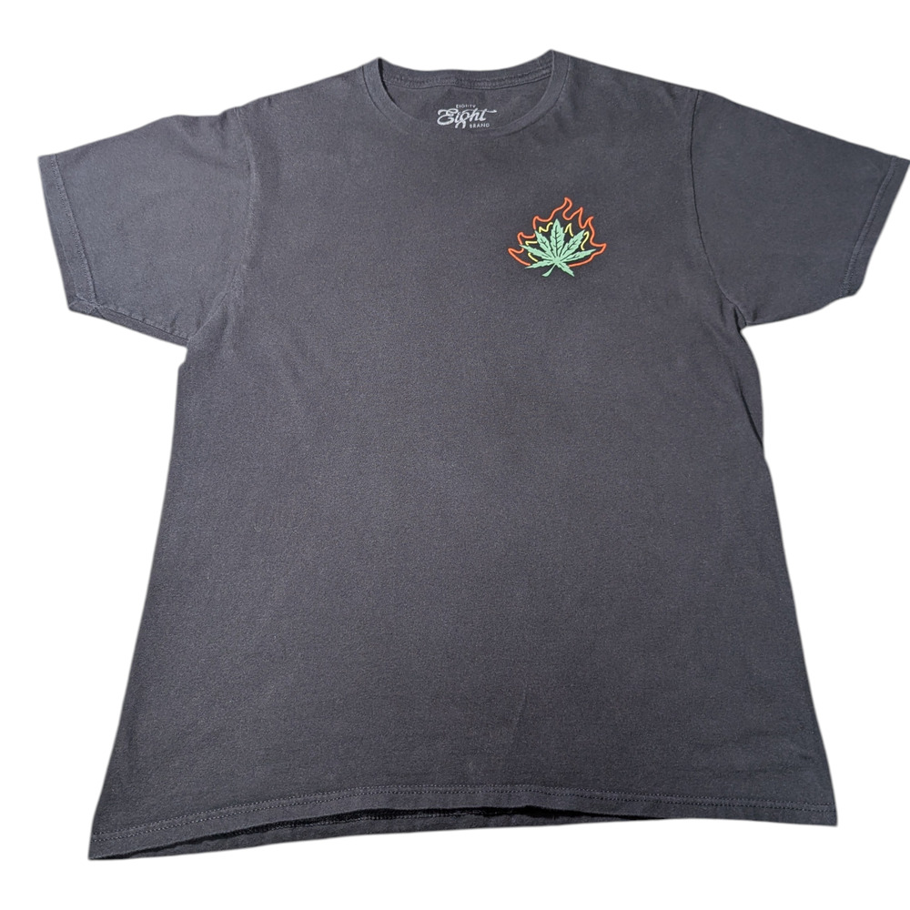 Eighty Eight Brand- Graphic T-Shirt with Leaf and Flame Design Lit Minds Size M